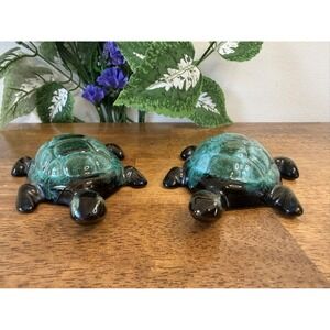 Vintage Blue Mountain Pottery Turtle Figurines Pair Canadian Studio‎ Art Pottery